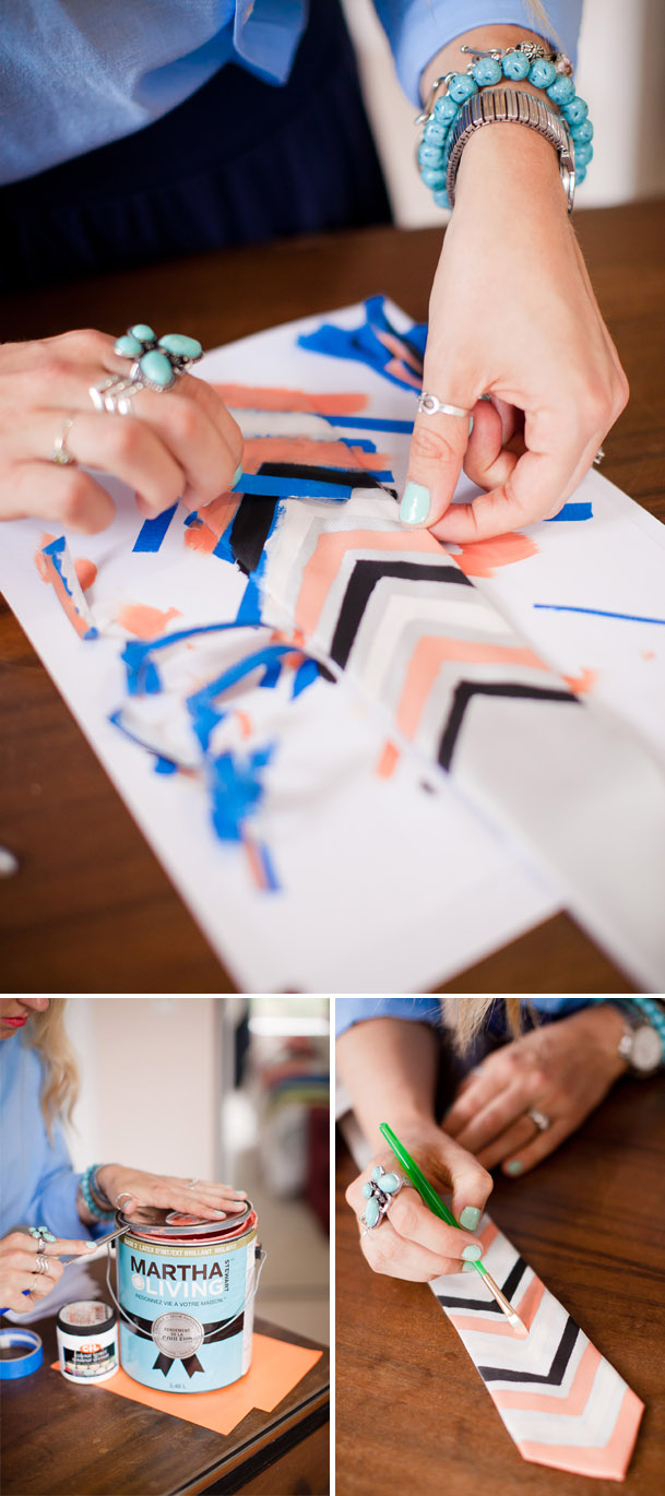 DIY Project Chevron Painted Ties (6 Simple Steps) - DIY chevron tie groom wedding project 19