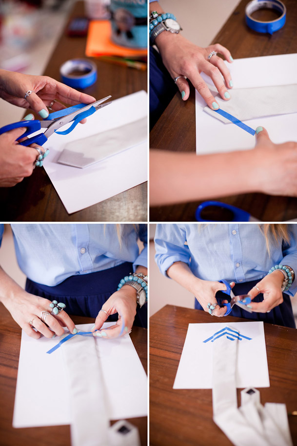 DIY Project Chevron Painted Ties (6 Simple Steps) - DIY chevron tie groom wedding project 3